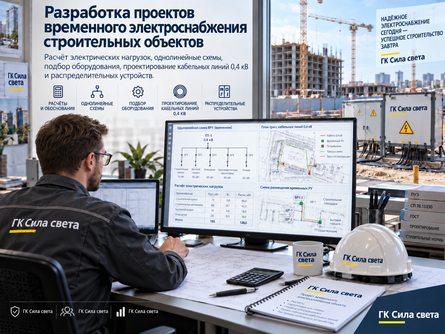 Проектирование временного электроснабжения строительной площадки — иллюстрация Проектирование временного электроснабжения строительной площадки — иллюстрация